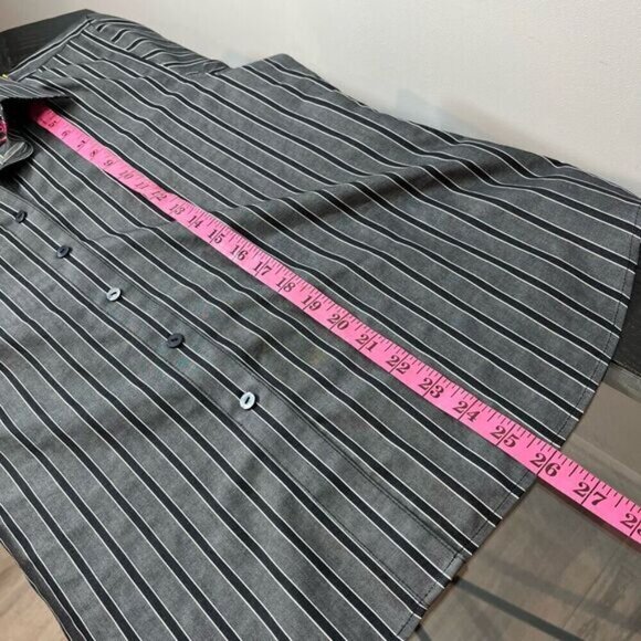 Foxcroft Women's 12 Stripe Non-Iron Shape Fit Long Sleeve Button-Up Shirt Grey - Picture 9 of 12